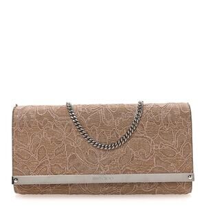 Jimmy Choo Milla Lace Clutch – Powder Pink w/ Chain Strap